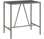 Mesa alta y tapa de cristal gris 110x70x110 cm polirratán