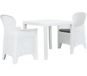 Vidaxl mesa y sillas de jardín 3 piezas plástico blanco aspecto ratán