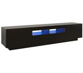Mueble de tv con iluminación led negra 180x35x40 cm