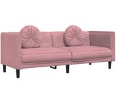 Sofá con cojines 3 plazas terciopelo rosa