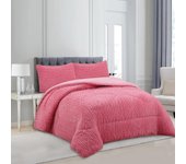 Haradeco manta sherpa para cama con fundas almohada, edredón borreguito terciopelo gruesa abriga(jacquard rosa, 230x250cm)