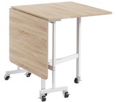 Mesa de comer para 4-6 personas, plegable con ruedas, marco de acero, carga máxima de 50 kg