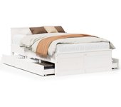 Cama matrimonial | cama para adultos | cama con cabecero sin colchón madera maciza blanca 135x190 cm cfw50961