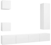 Set de 5 piezas mueble de tv | mueble de salón | mueble de salón tv madera de ingeniería blanco cfw203741