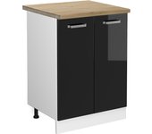 Vicco mueble bajo de cocina r-line, negro brillo intenso, 60 cm , et roble