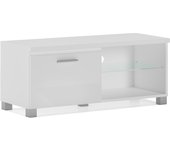 Mueble tv led blanco mate y lacado blanco, tamaño: 100x40x42 cm