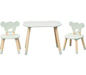 Rebecca mobili mesa y 2 sillas para niños aniba 44x60x56 mdf pino verde agua marrón conjunto 3 pzs