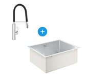 Grohe k700 fregadero bajo encimera 540x440mm acero inoxidable + concetto semi-pro 2 grifo (31574sd1-set4)