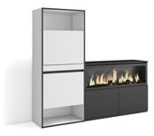 Amueblate online, zapatero, armario zapatos botas, 167x145x35 cm, dormitorio, habitación, chimenea eléctrica, blanco