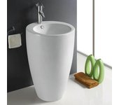 Lavabo totem redondo - cerámica blanca - 50x85 cm - ove