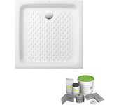 Pack plato de ducha 70 x 70 villeroy et boch o novo cuadrado blanco + kit de estanqueidad wedi