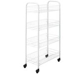 Carrito verdulero de metal cocina de 4 alturas con ruedas para frutas blanco