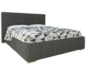 Cama florence 101, doble, gris, 180x200, cuero ecológico, somieres, 198x216x105cm