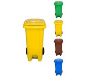 Cubo de basura 120 litros con pedal y ruedas | contenedor de basura robusto con pedal | 120 l (amarilla)