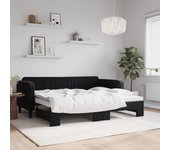Tumbona con cama nido negra 90x200 cm terciopelo