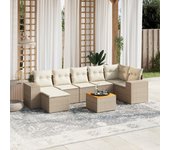 Conjunto de muebles de jardín de ratán beige de 8 piezas con cojines vidaxl