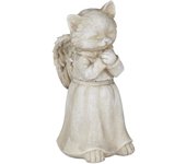 Relaxdays placa conmemorativa gatos, figura decorativa jardín, piedra funeraria para gato resistente a intemperie, crema