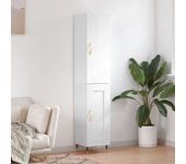 Aparador alto | aparador de comedor | armario de cocina madera contrachapada blanco brillo 34,5x34x180 cm cfw69108