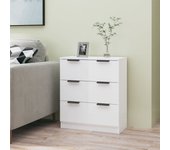 Aparador | aparador de comedor | armario de cocina de madera contrachapada blanco brillante 60x30x70 cm cfw21088
