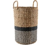 Cesta bicolor cm 31x44h, h&h, seagrass, color beige y negro