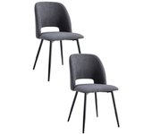 Pack de 2 sillas pristina silla de comedor con patas metálicas y tapizada en tela en color gris