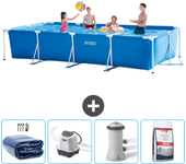 Paquete de piscina - intex - rectángulo - 450x220x84 cm + accesorios cb54