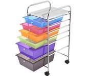 Carrito de almacenamiento con 6 cajones y 4 ruedas universales, carrito de almacenamiento con estructura de galvanoplastia, 32,5x37x74,5cm