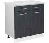 Vicco mueble bajo de cocina r-line, hormigón negro, 80 cm et mármol