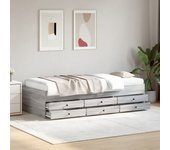 Sofá cama y cajones gris sonoma 90x190 cm de madera contrachapada