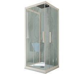 Mampara de ducha 3 lados deslizante 70x120x70 cm de pvc champán h 200 vidrio transparente mod. kolors trio