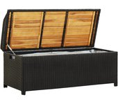 Banco de almacenamiento de jardín | banco de exterior | silla de jardín ratán sintético negro 120 cm cfw427710