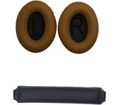 Almohadillas y diadema de repuesto para auriculares bose qc15 qc25 qc35 khaki+black