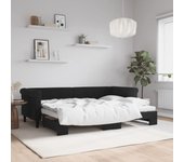 Tumbona con cama nido negra 80x200 cm terciopelo