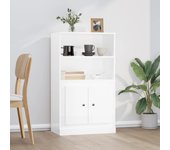 Aparador alto | aparador de comedor | armario de cocina de madera contrachapada blanco brillo 60x35,5x103,5 cm cfw65207