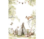 Papel pintado panorámico niños - tipi animales