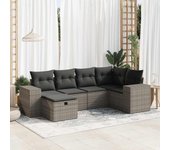 Conjunto de muebles de jardín vidaxl de 6 piezas con cojines grises de mimbre