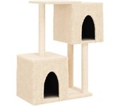 Rascador para gatos con postes de sisal color crema 86 cm