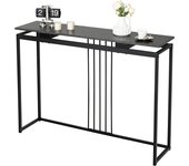 Costway mesa de consola, mesa de sofá de imitación de mármol con marco de acero recubierto de polvo, mesa de entrada moderna, consola recibidor, muebl