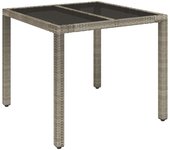 Mesa de jardín con tapa de cristal gris 90x90x75 cm mimbre resina