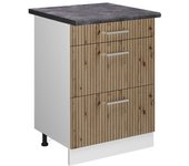 Vicco mueble bajo de cocina r-line, roble artesanal, 60 cm con cajones, et antracita