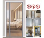 Puerta mosquitera magnética de apertura lateral - cierre magnético, antiinsectos, manos libres, cortinas para puerta, gris, 95 x 210 cm