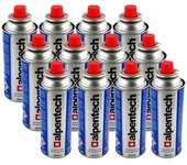 Paquete de 12 cartuchos de gas butano alpentech 250 g botella de gas un2037 para estufas y desbrozadoras