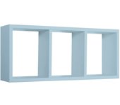 Estante rectangular de pared 3 compartimentos azul báltico mod. tristano