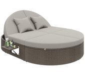 Tumbona doble de ratán - tumbona - silla de jardín con marco lateral - ángulo ajustable individualmente - con cojines - 2 plazas - gris