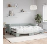 Sofá cama con nido y colchón de terciopelo gris claro 90x200cm