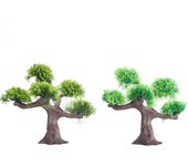 2 piezas de plantas artificiales para acuario, musgo realista, malezas acuáticas, decoraciones para pecera (verde + verde).