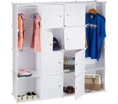 Relaxdays armario dormitorio modular, plástico, blanco, 145,5 x 145,5 x 36,5 cm