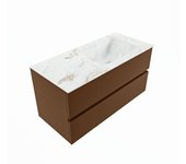 Mondiaz vica dlux 100cm mueble de baño color rust con 2 cajones. con lavabo cloud derecho sin orificios color frappe