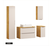Conjunto de mueble de baño - 90 cm - con lavabo sobre encimera - con encimera - con columna - 2 cajones - setta