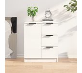 Aparador | aparador de comedor | armario de cocina de madera contrachapada blanco brillante 60x30x70 cm cfw34791